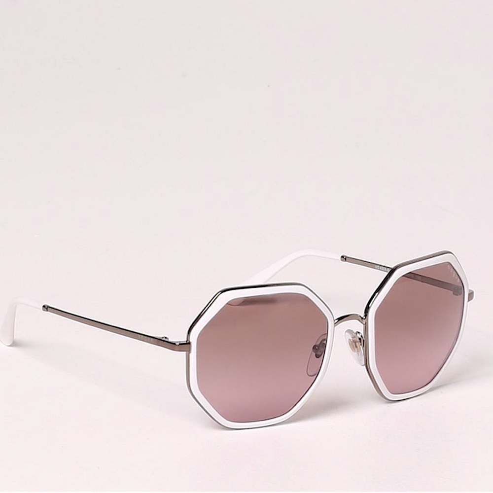 Vogue White Octagonal Pink Gradient Lens Sunglasses New